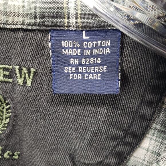 Ivy Crew Classics Men's Black Gray Plaid Cotton Long Sleeve Shirt Size Large - Picture 7 of 13